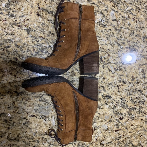 Born Lace Up Cognac Suede Booties - Picture 2 of 4